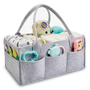 Cute Felt Storage Basket, Multi-purpose Diaper Caddy, Portable Nursery Storage Basket, Simple Durable Storage Basket for Home Outdoor, Multifunctional Diaper Bag