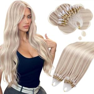 Moresoo Microlink Hair Extensions Human Hair 14-24Inch Micro Loop Human Hair Extensions Cold Fusion Prebonded Hair Extensions 50G/50S Mothers Day Gift