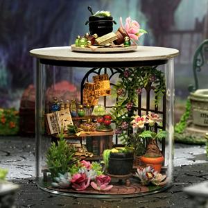 Cuteroom Magic House Kit, Mini Home Set with LED Lights, Creative Bedroom Decor, DIY Wood Model Toy, Perfect Gift for Craft Lovers, Doll House