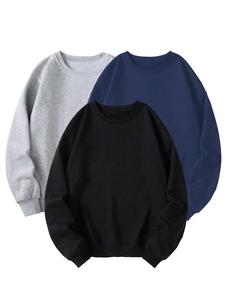 Men's Solid Color Crew Neck Sweatshirt, Casual Loose Long Sleeve Pullover for Spring & Fall, Fashion Men's Top for Daily Wear