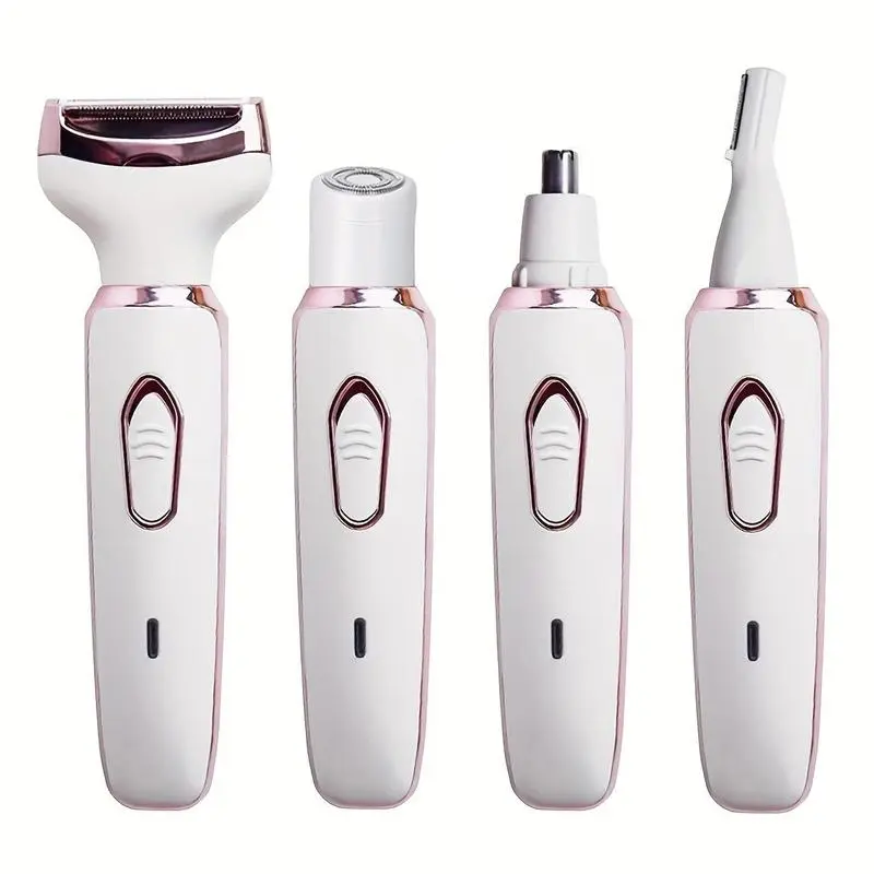 4 in 1 Electric Shaver, Rechargeable Women's Hair Trimmer Set, Wet and Dry Cordless Epilator for Eyebrows, Nose, Face, Legs, Underarms, Bikini, Winter, Valentine's Day Gift