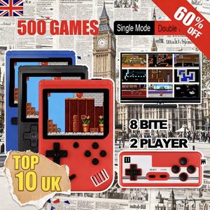 Classic 500 Games Handheld Game Console for Kids Retro Gaming Adventure with 8-Bit Emulator Output & 2 Player Modes Christmas Gift