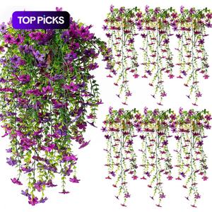 6-Pack Outdoor Artificial Hanging Six Ear Orchid Flowers, Bright Long-Lasting Colors, Indoor & Outdoor Decoration, Perfect for Gardens & Window Sills, Artificial Flowers For Outside