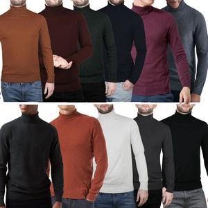Mens Turtle Neck Jumper High Funnel Neck Roll Up Knitted Ribbed Winter Pullover Office Smart Sweater Top
