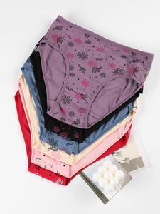 Women's Floral Print High Waist Panty, Soft Comfortable Breathable Knicker for Daily Wear, Underwear for All Seasons