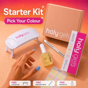 Holy Gels Pick Your Colour Starter Kit - At Home Gels, Press, Trim & Cure in 3 Simple Steps - Easy Salon Quality Finish for Beginners At Home - No Nail Damage