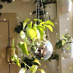 Disco Ball Planter, 1 Piece Hanging Mirror Ball Planter, Mother's Day Gift Hanging Flower Pot For Home Garden Decoration, Home Decor Ideas, Spring Decorations for Home