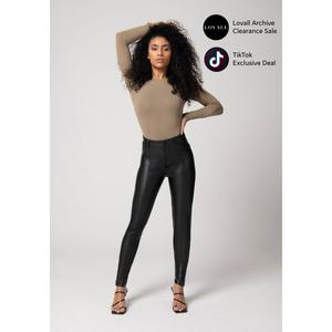 Lovall Leather Look Trousers - Black | Clearance | Standard and Plus Sizes Available, Sizes 6-28,  | Lengths Available: Petite, Regular & Tall | Sculpted PU Leather Fabric, High Waisted, Flattering Tight Fit