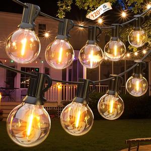 GLUROO 120FT Outdoor String Lights, LED Patio Lights with 60pcs Bulbs, Waterproof Shatterproof Dimmable Globe Hanging Outdoor Cafe Bistro Porch Outside Light, 2Packs * 60ft