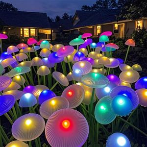 Solar Powered 6-head Mushroom Shaped Garden Light, 1 Count LED Outdoor Landscape Decorative Light, Decorative Light for Garden Lawn & Party