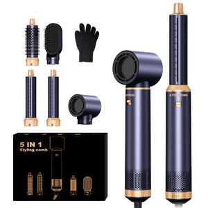 Hot Air Styler Brush Set for Women 5 in 1, Thermal Brush, 3 Level Temp Hairdryer Comb for Rotating Curling Straightening Volumize Auto Wrap Curler Multi-Styler Hair Styling Tools for All Hair Home, Autumn and Winter Sales, Black Friday