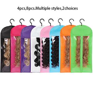 4Pcs /8Pcs Wig Storage Bag With Hook Wig Storage Hanger Zipper Transparent Dustproof Wig Storage Bag, Hair Extension Holder Wig Bag Wig Storage For Multiple Wigs Holder Hair Extension Hanger Wig Tool Wigs Accessories For Salon & Home Use