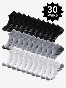 30/15 Double Men's Solid Striped Ankle Socks Sporty Comfortable Breathable Striped Minimalist Socks for Everyday Wear Men's Socks, Men's Sock Sets, Multi-Pair Sock Packs Breathable Fabric Socks, Soft Breathable Socks Spring, All-Season Style