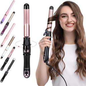 [British Seller] 28mm/1.1 inch Automatic Curling Wand Rotating Curling Iron for Long Short Hair, Automatic Hair Curler with LED Display, Professional Hair Waver Hair Styling Irons Fast Heating Wand hairstyle wave