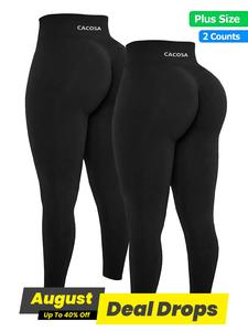 【Plus Size】 High Waist Plus Size Leggings for Curvy Women, Oversize Stretchy Fitness Leggings, Quick-dry Sportswear for All Seasons, Black Leggings for Tummy Control, Yoga Leggings, Skinny Sportswear, Yoga Legging Pants