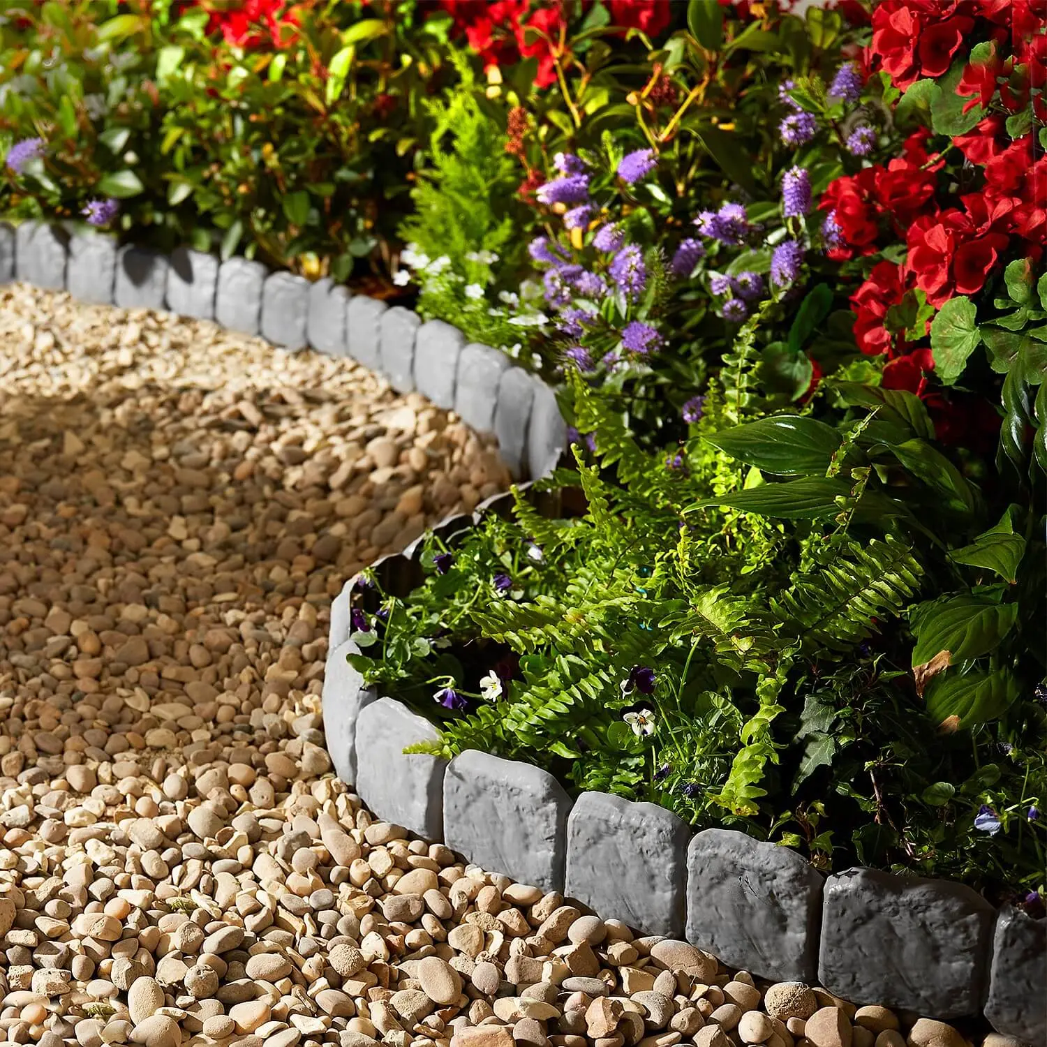 Coopers of Stortford Lawn Edging Cobbled Stone Pack of 10 for Garden Lawn and Flower Beds