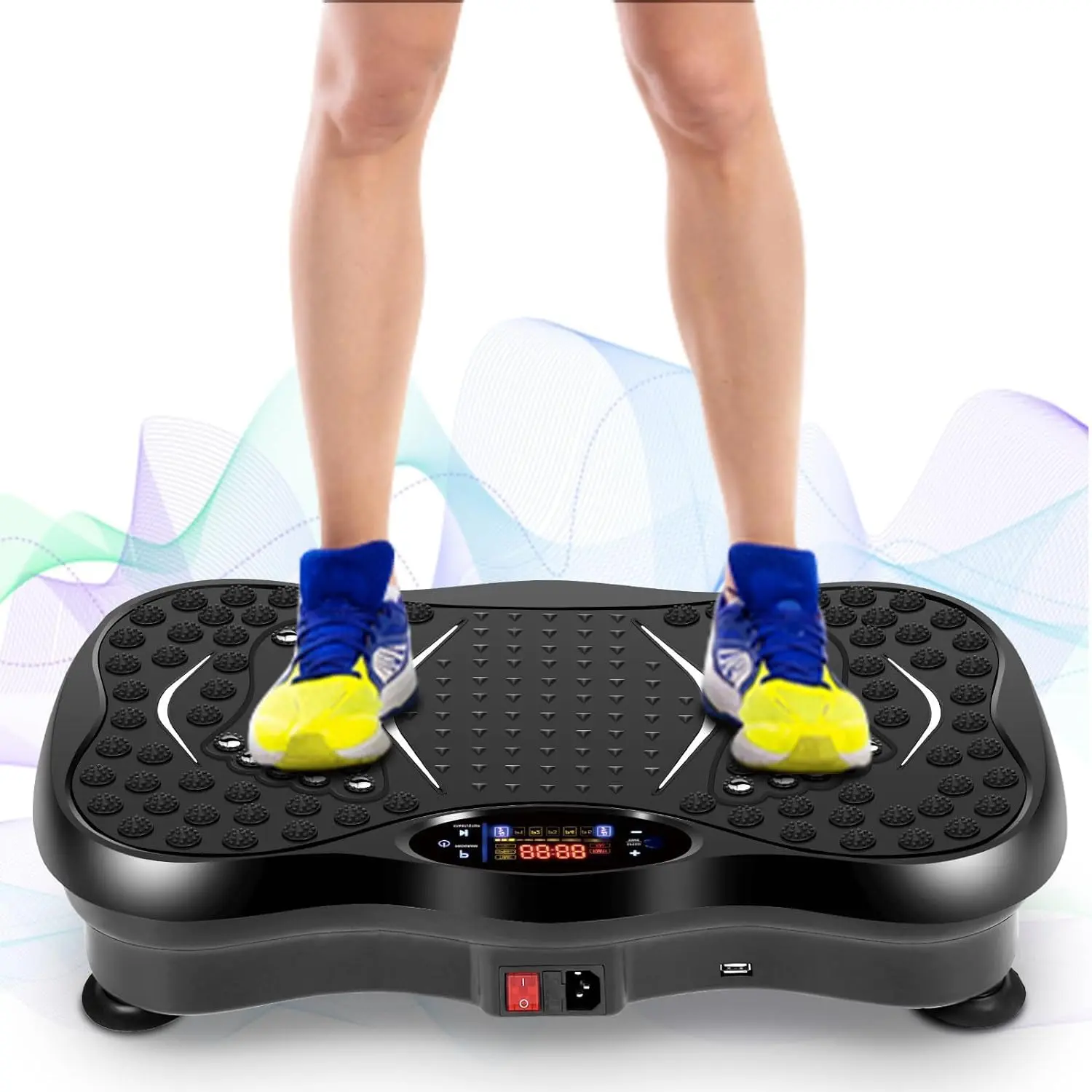 2025--New  Vibration Plate Exercise Machine, Vibration Fitness Trainer with Bluetooth Speaker, 5 Program Modes, 2 Resistance Bands, Home Exercise Equipment for Fitness Body Toning