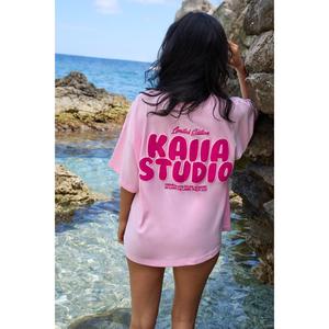Kaiia Bubble Graphic Oversized T-Shirt Baby Pink & Hot Pink