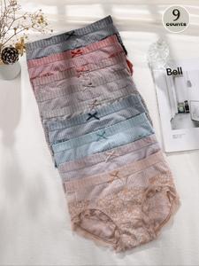 Women's Bow Decor Contrast Lace Knicker, Breathable Comfortable Underwear for Daily Wear, Soft Panty for All Seasons