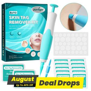 Wart Removal Pen Kit, 1 Set Portable Wart Removal Tool with Skin Tag Removal Bands, Blackhead Pore Remover, Easy To Operate, Skin Care Tool Kit for Women & Men, Facial Beauty Instrument, Facial Cleansing Instrument