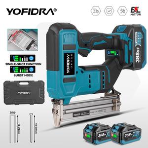 YOFIDRA 30mm Electric Cordless Nail Gun(F30-422J) - Includes accessories, Compatible with Makita batteries, With plastic toolbox, suitable for home use, sofas, furniture, and DIY repairs