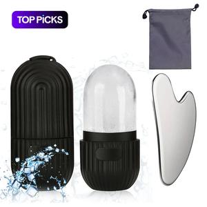 Ice Face Roller & Stainless Steel Gua Sha Tool Set with Storage Bag, 2pcs/set Face Roller and Guasha Board, Skincare Roller for Neck, Daily Skincare Kits, Skincare Products, Body Care