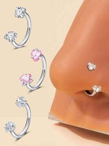 Stainless Steel Cz Inlaid Nose Hoop Ring, Fashionable Nose Ring for Women & Men, Body Jewelry for Party, Daily Clothing Decor, Trendy All-match & Exquisite Non Tarnish Jewelry for Gift