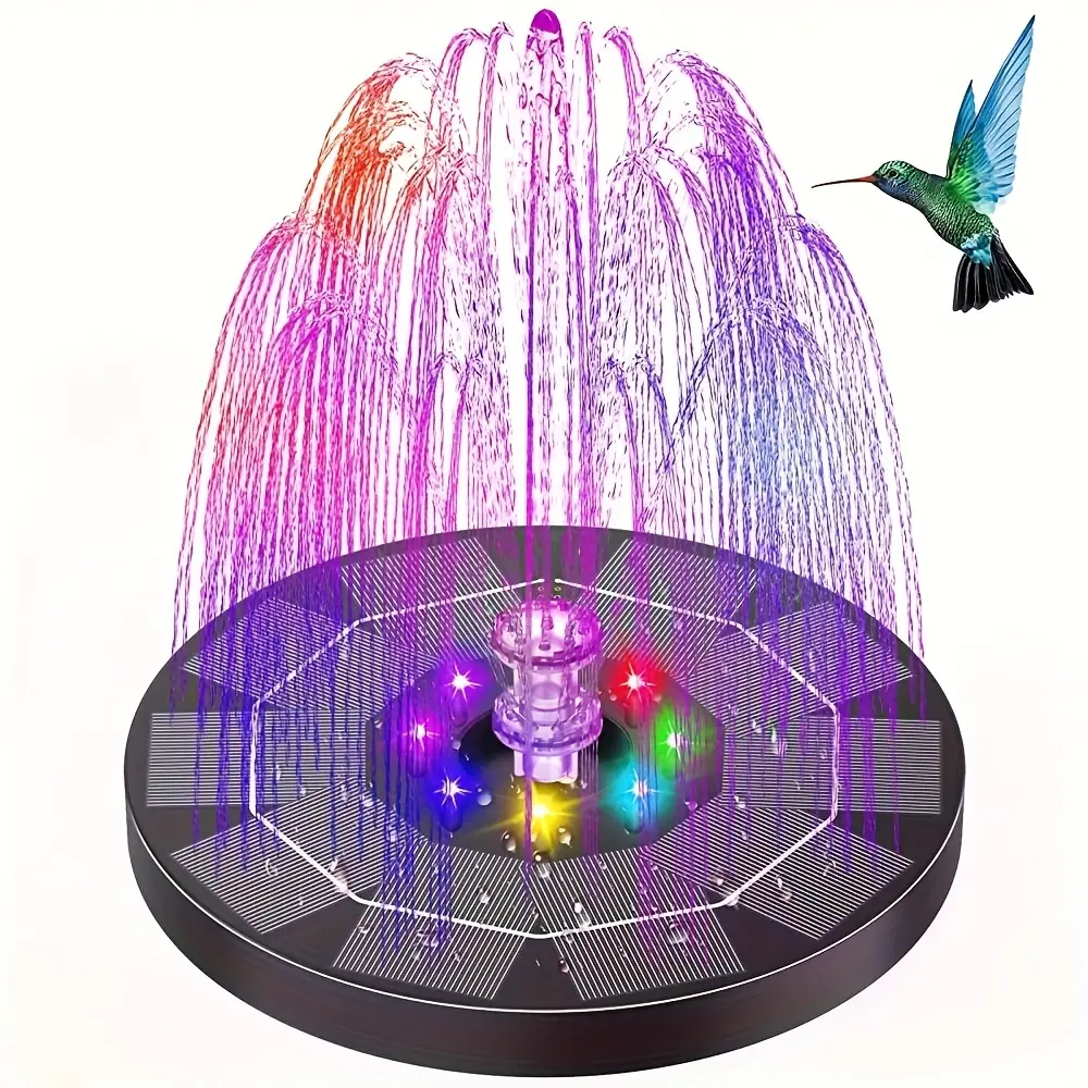 Bring Life to Your Garden with a Solar-Powered Water Fountain - 4 Fixed Sticks, 7 Nozzles, and Back-up Battery Included!