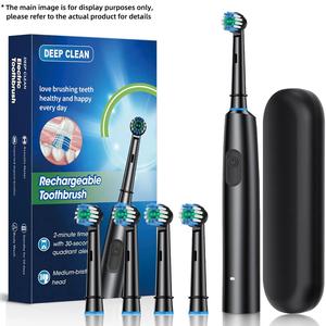Rechargeable Electric Toothbrush Set, Rechargeable Electronic Toothbrushes, Deep Clean Toothbrush with Replacement Brush Head & Travel Box, Oral Care Toothbrush for Adults, Portable Teeth Cleaning, Home Teeth Cleaner