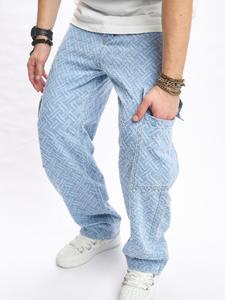 Men's Regular Fit Textured Pocket Zipper Jeans, Casual Comfy Denim Pants for Daily Wear, Fashion Men's Bottoms for All Seasons, Cotton