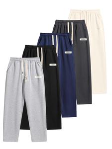 Men's Letter Patched Drawstring Waist Sweatpants, Casual Loose Pocket Jogger Pants for Spring & Fall, Fashion Men's Bottoms for Daily Wear