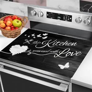 Kitchen Themed Gas Stove Cooktop Panel Protector Cover, 1 Count Heat & Scratch Resistant Cover, Easy To Clean, Stove Top Protectors
