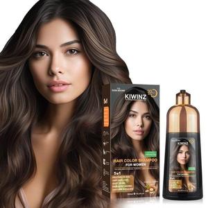 KIWINZ Professional 5-in-1 Hair Dye Shampoo for Men & Women – 500ml | Argan Oil & Keratin Formula | No Skin Staining | Anti-Hair Loss | Moisturizing & Breakage Repair