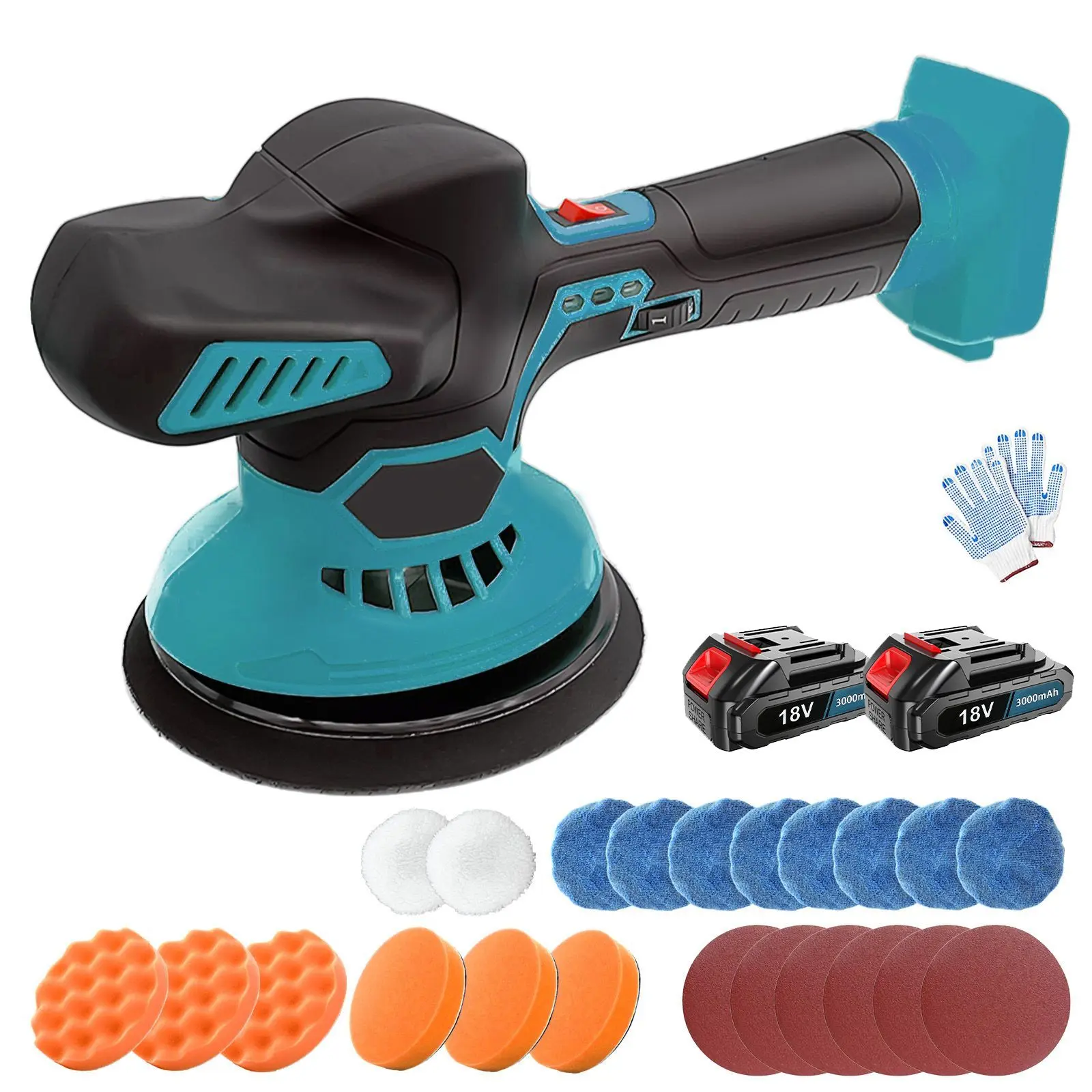 Cordless Car Buffer Polisher for Makita Battery, Polisher Kit Electric Polishing Machines Compatible with Makita 18v - 150MM 6 Speed ​​Car Buffer Polishing for Auto Detailing/Polishing/Waxing, with 16 Polishing Accessories
