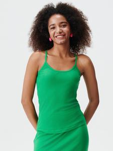 1 piece of spaghetti strap round neck elastic slim vest, Tencel wool blended skin-friendly breathable texture daily sports women's top