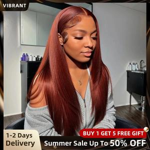Reddish Brown Lace Front Wigs Human Hair 180 Density 13x6 HD Lace Frontal Wigs Human Hair Glueless Straight Lace Frontal Wigs Pre Plucked with Baby Hair Brown Human Hair Wig For Women