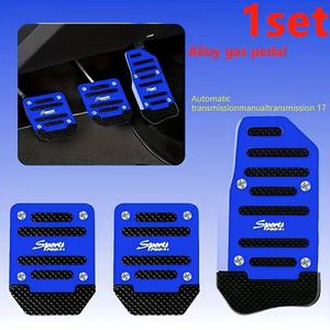 3pc Aluminum Alloy Anti-Slip Car Pedal Set, Ergonomic Design, Durable Lightweight, Manual Transmission Brake Pedal Cover, Car Accessories