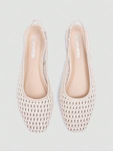 Women's Woven Back Strap Low-Top Shoes, Elegant Casual Daily Commute Footwear, Stylish Comfortable Design for Women, Rubber