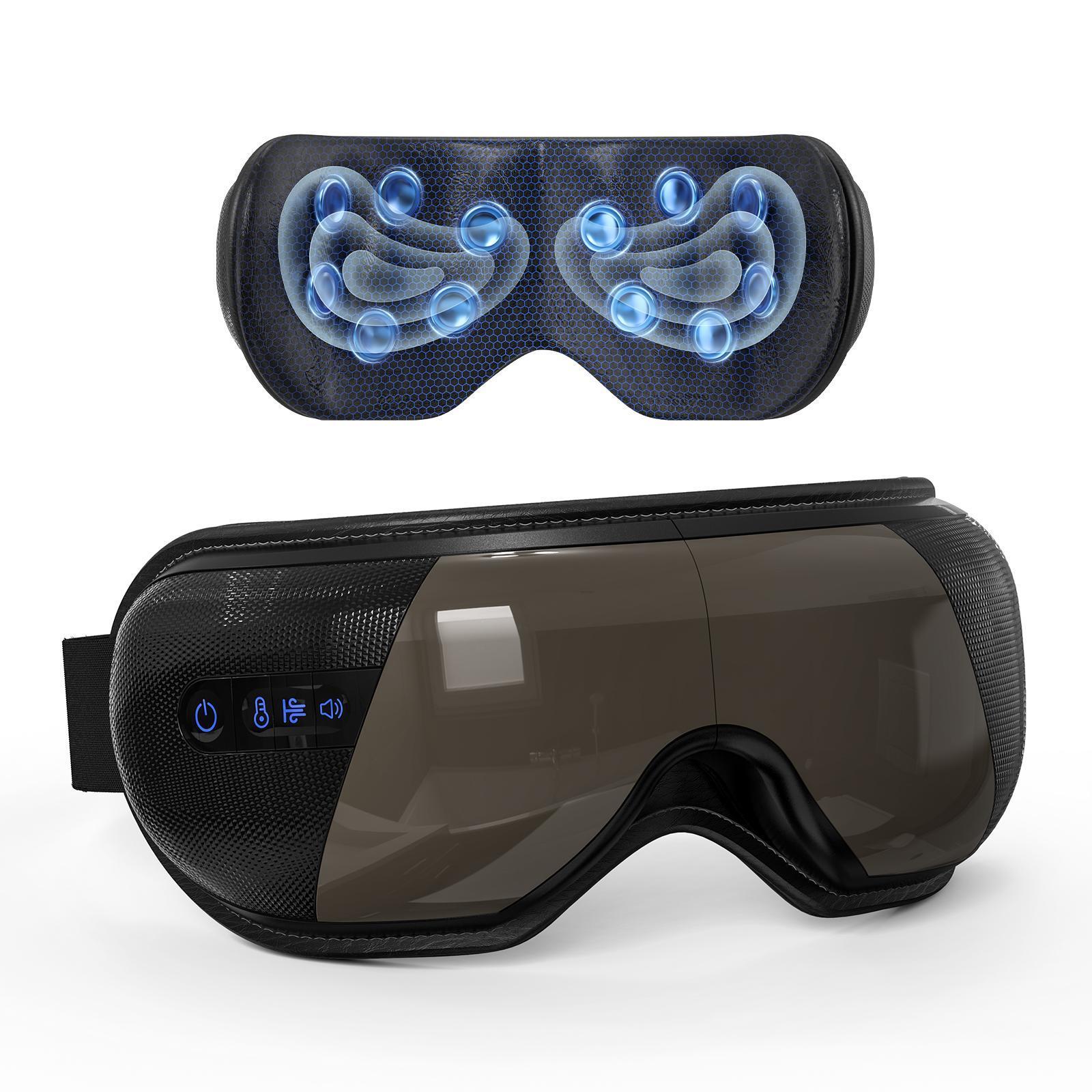 Rechargeable Eye Massager with Heat, Balloon Air Compression & Bluetooth Wireless Music, Foldable Portable Design, Ideal for Gamers, Students, Office Workers, Perfect Gift for Family & Friends