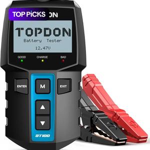 Topdon Bt100 Car Battery Tester, Digital 12V 100-2000 Cca Battery Analyzer, Accurate Automotive Diagnostic Tool for Vehicle Maintenance, for Truck