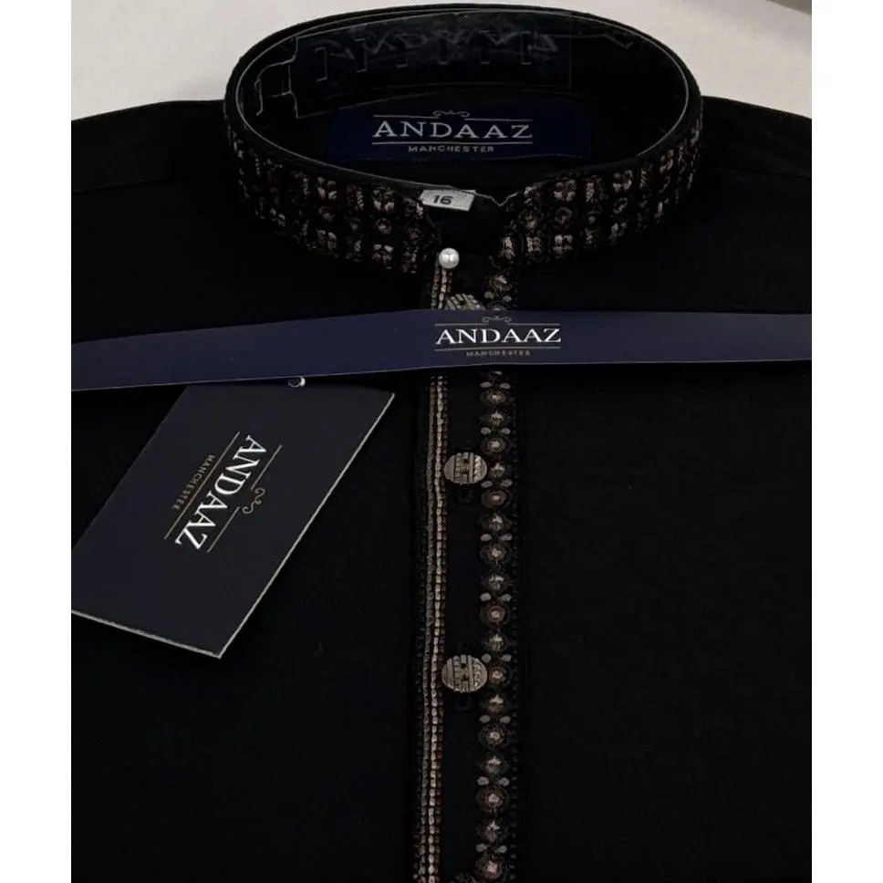 Boys Shalwar Kameez Black 1 Embroidery