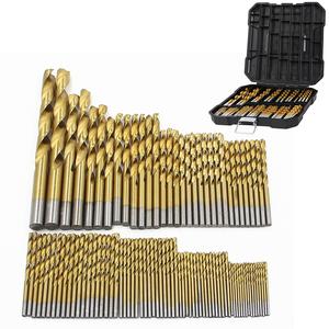 Titanium Twist Drill Bit Set, 135° Tip High Speed Steel Bit Kit, 1.5-10mm Woodworking Drill Bit Set with Storage Box, Suitable for Wood Plastic Fiberglass