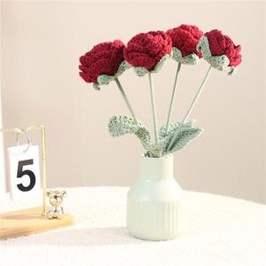 Artificial Fiber Handmade Rose Flowers, Faux Crochet Flower, Crochet Flowers Bouquet, Valentine's Day, Mother's Day, Christmas, Thanksgiving, Graduation, Teacher's Day, Father's Day, Artificial Flower Set, Home Decor
