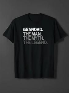 Grandad The for Man Myth Legend T-Shirt - Retro Vintage Short Sleeve Tee with Iconic Grandad Print, Loose Fit Casual Shirt, Funny /Father's Day Gift Idea for Dad