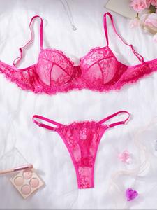 Women's Lace Bra & Panty Sexy Lingerie Set, Women's Solid Color Bra & Panty Set, Lingerie Set for Women