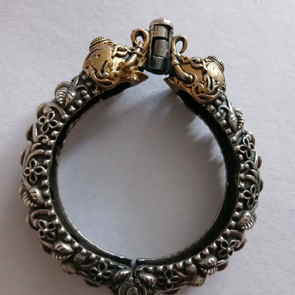 Traditional Indian Jewelry Oxidised Elephant Head Black Polish