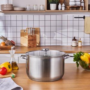 Karaca Elite Stainless Steel Induction Stock Pot &amp; Lid, 30cm, Silver
