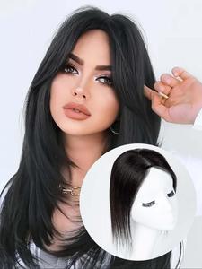 10 Inch Black Long Straight Clip in Hair Extension, Natural Looking Fluffy Wigs for Women, Hairpiece for Party Photography Daily Use