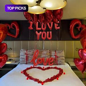 Valentine's Day Decoration Set, Heart Balloons & I Love You Sign, Romantic Wedding Anniversary Proposals, Perfect Gift for Couples