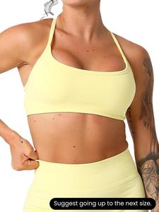 Women's Solid Color Criss Cross Backless Sports Bra, Breathable Comfortable Wireless Sports Bra, Ladies Sportswear for Indoor Outdoor Wear, Gym Clothes
